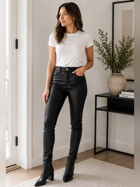 Banana Republic High Rise Skinny Black Coated Jeans Size 26